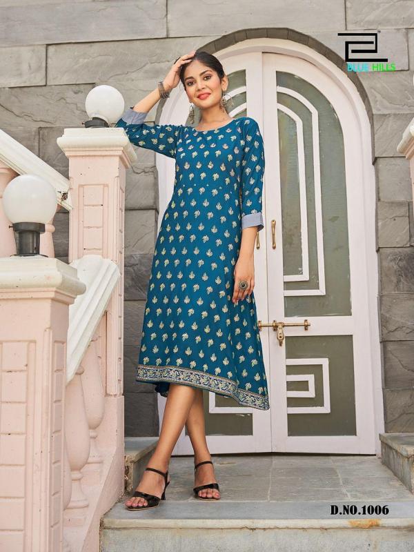 Blue Hills Grapes 1 Rayon Ethnic Wear Designer Kurti Collection